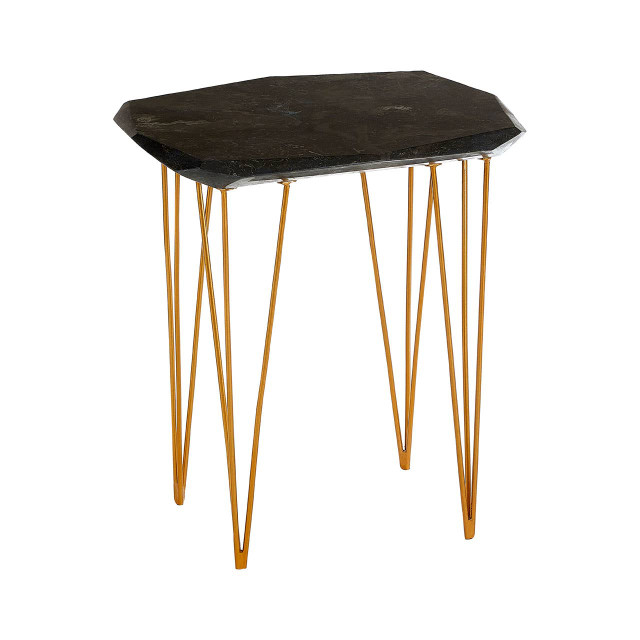 Premier Housewares Relic Small Black Marble Top Side Table