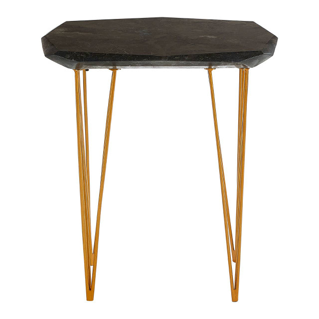 premier housewares Relic Small Black Marble Top Side Table
