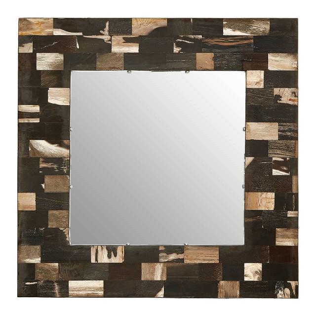 premier housewares Relic Square Petrified Wood Wall Mirror