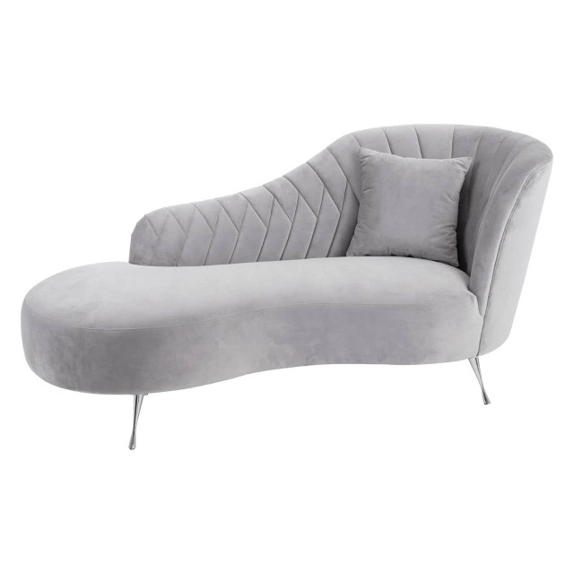 Premier Housewares Rene Grey Velvet Right Hand Chaise Longue