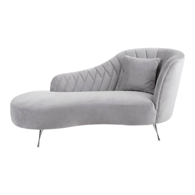 premier housewares Rene Grey Velvet Right Hand Chaise Longue