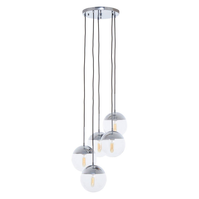 premier housewares Revive Chrome Finish Five Pendant Lights