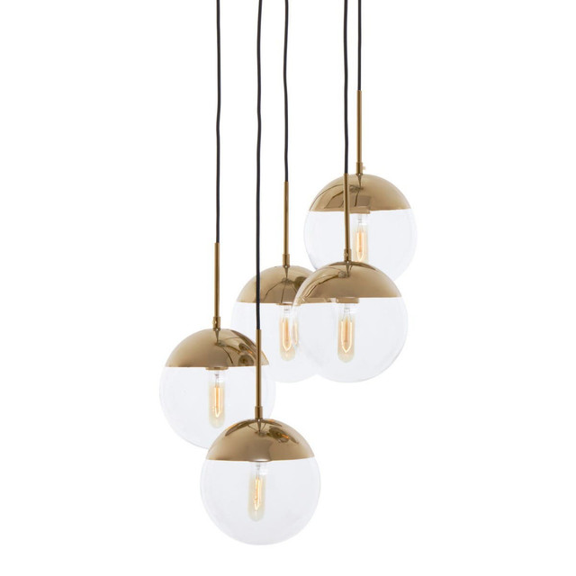 Premier Housewares Revive Gold Finish Five Pendant Lights