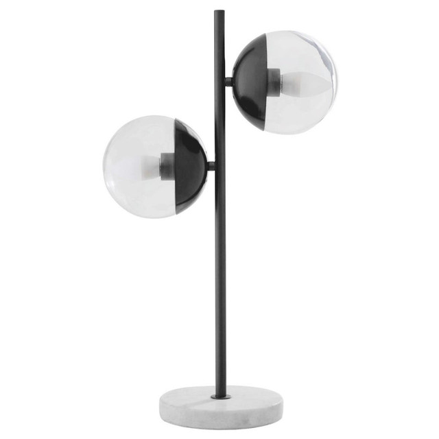 Premier Housewares Revive Two Light Black Metal And Marble Table Lamp