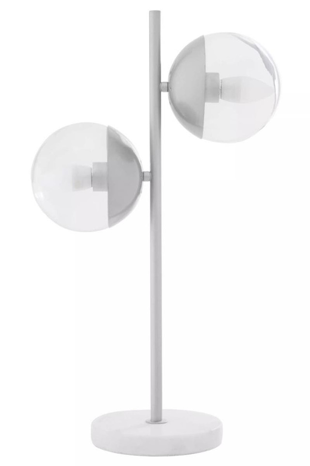 premier housewares Revive Two Light Chrome and White Marble Table Lamp