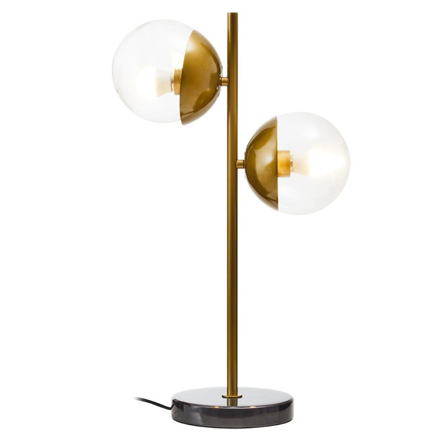Premier Housewares Revive Two Light Gold And Black Marble Table Lamp