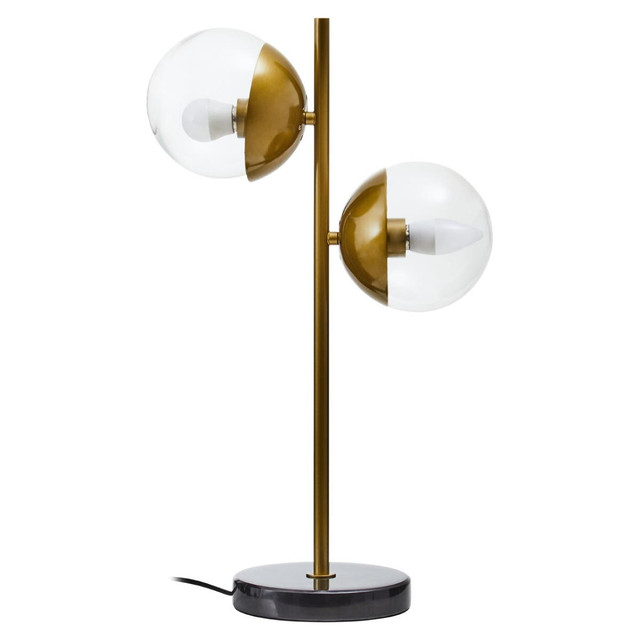 premier housewares Revive Two Light Gold and Black Marble Table Lamp