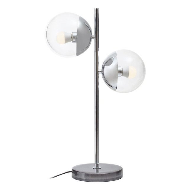 Premier Housewares Revive Two Light Silver And Black Marble Table Lamp
