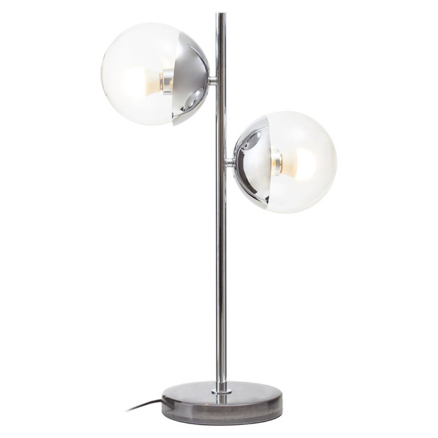 Premier Housewares Revive Two Light Silver And Black Marble Table Lamp