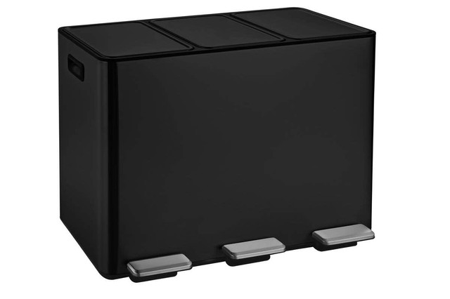 premier housewares Rex 45L Matte Black 3 Compartment Recycle Bin