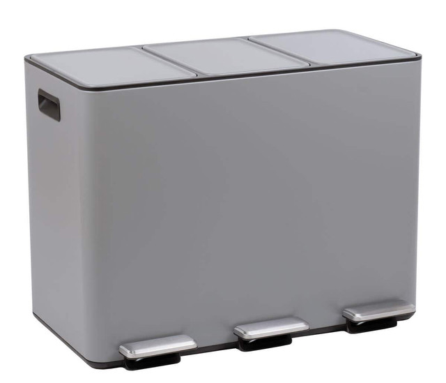 premier housewares Rex 45L Matte Grey 3 Compartment Recycle Bin