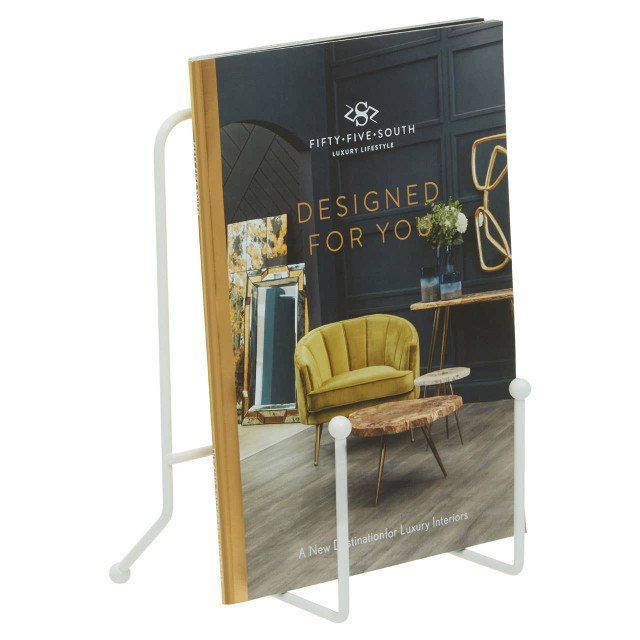 Premier Housewares Reyna Matt White Finish Cookbook Stand