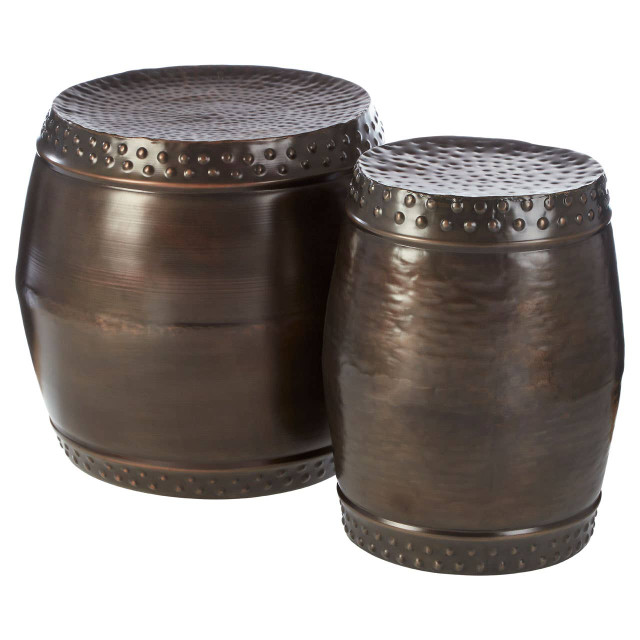 premier housewares Reza Set of 2 Drum Style Side Tables