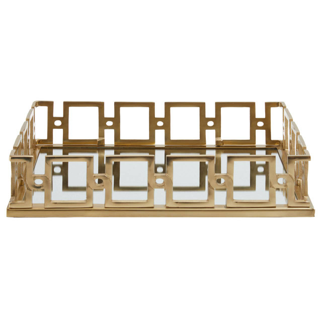 premier housewares Rhoda Rectangle Gold Mirror Tray