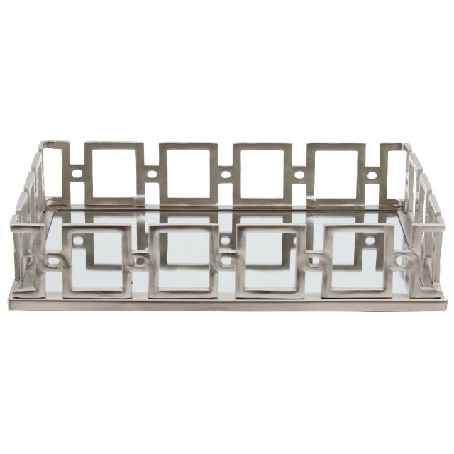 Premier Housewares Rhoda Rectangle Nickel Finish Mirror Tray
