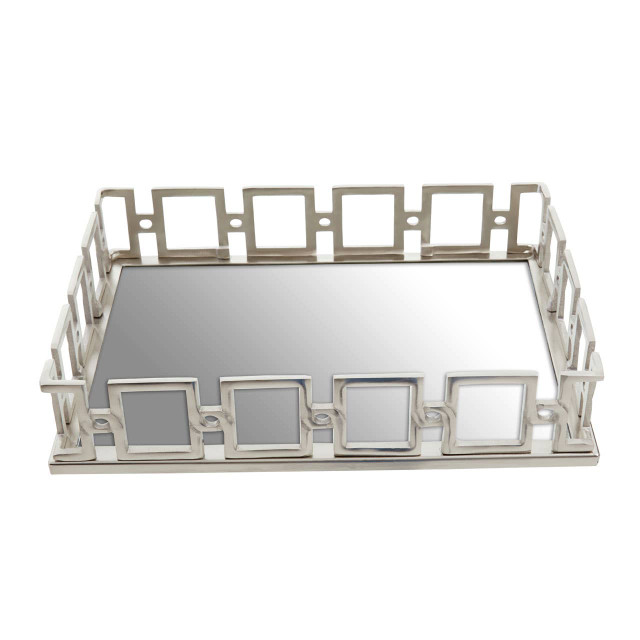 Premier Housewares Rhoda Rectangle Nickel Finish Mirror Tray
