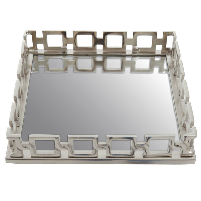 Premier Housewares Rhoda Square Nickel Finish Mirror Tray
