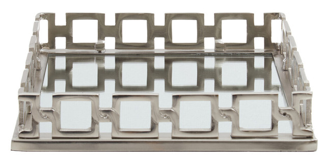 premier housewares Rhoda Square Nickel Finish Mirror Tray