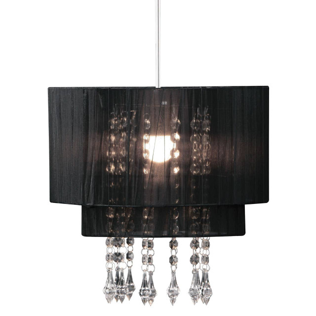 Premier Housewares Riband Black Voile Pendant Shade