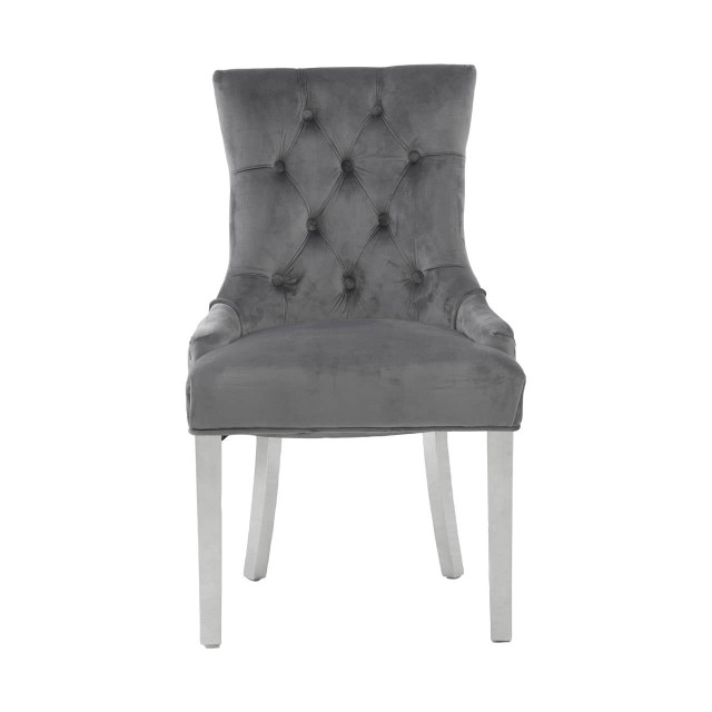 Premier Housewares Richmond Grey Velvet Dining Chair