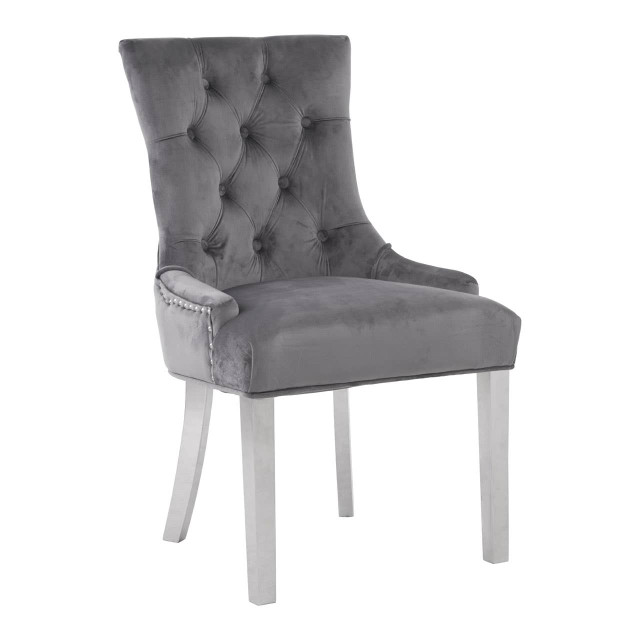 premier housewares Richmond Grey Velvet Dining Chair