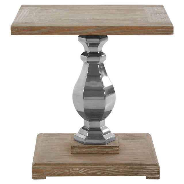 Premier Housewares Richmond White Washed Pine Wood Side Table