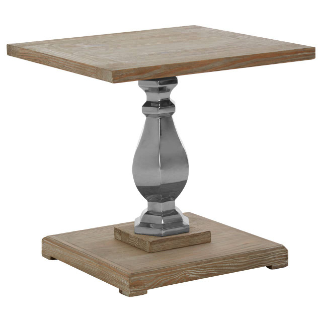 Premier Housewares Richmond White Washed Pine Wood Side Table