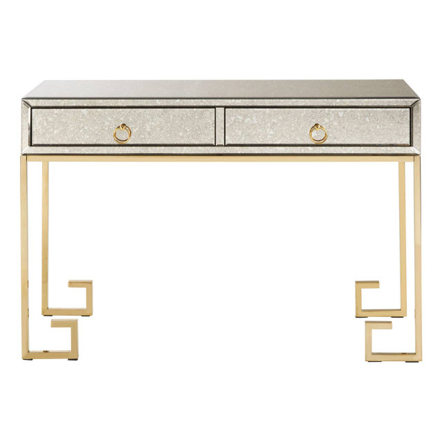 Premier Housewares Rieti Antique Mirror And Gold Console Table