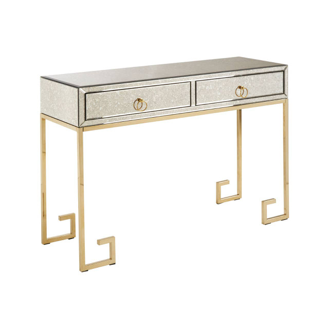 Premier Housewares Rieti Antique Mirror And Gold Console Table
