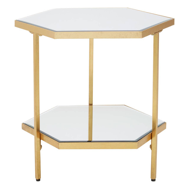 Premier Housewares Rio Gold And Mirror 2 Tier Side Table