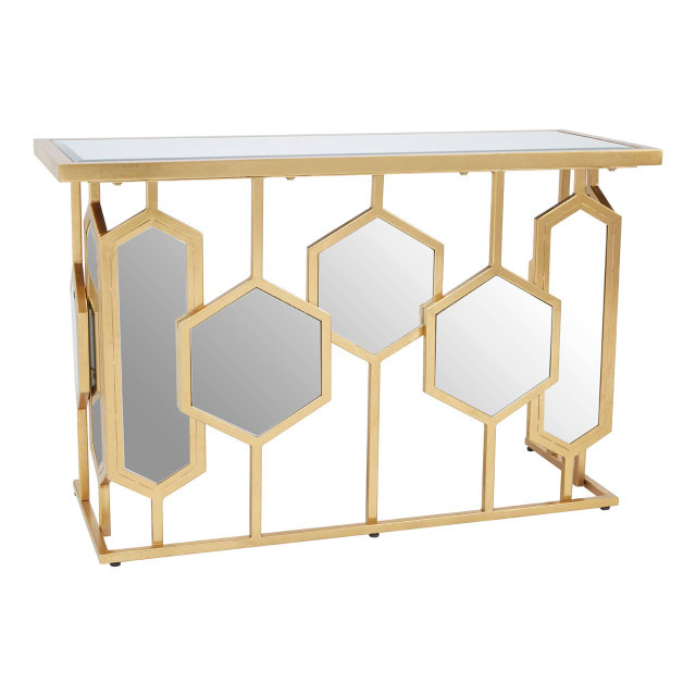 Premier Housewares Rio Gold And Mirror Console Table