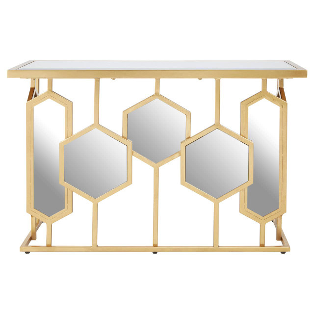 premier housewares Rio Gold and Mirror Console Table