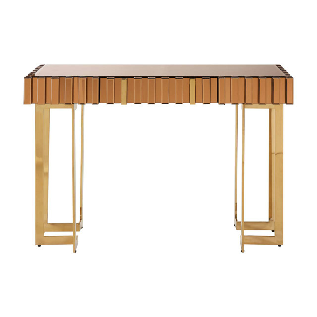 premier housewares Rivoli Mirrored Top Console Table With Gold Polished Frame