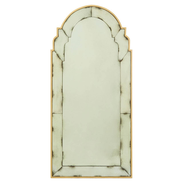 premier housewares Riza Black And Gold Frame Arched Wall Mirror