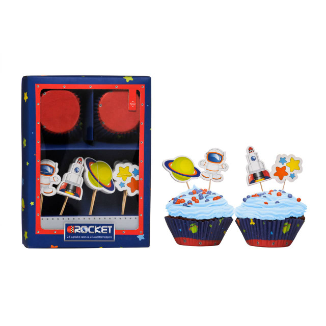 premier housewares Rocket Cupcake Cases And Toppers Set