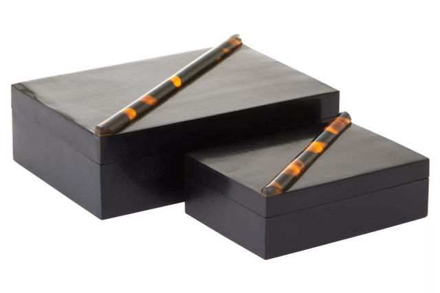 Premier Housewares Roma Set Of Two Tortoise Shell Trinket Boxes
