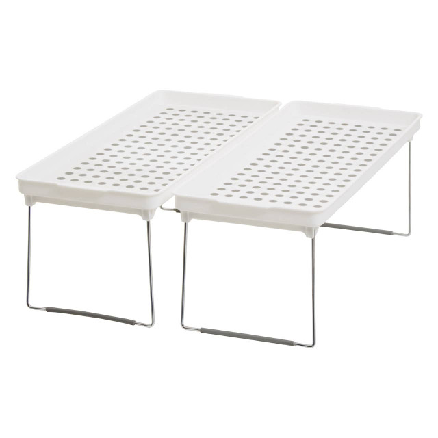 Premier Housewares Romm Set Of 2 White And Grey Foldable Cabinet Racks