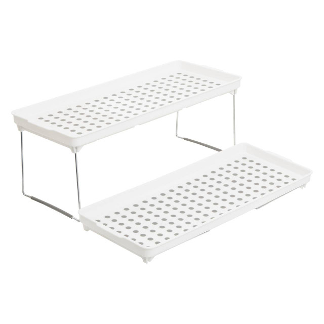 premier housewares Romm Set Of 2 White And Grey Foldable Cabinet Racks