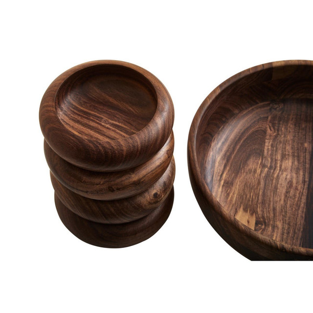 Premier Housewares Rosi Five Piece Sheesham Wood Salad Bowl Set