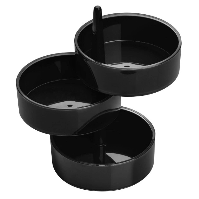 Premier Housewares Rota 3pc Black Plastic Rotary Storage Tray Set