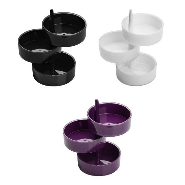 Premier Housewares Rota 3pc Black Plastic Rotary Storage Tray Set