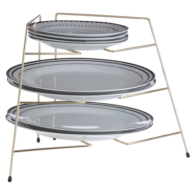 Premier Housewares Rowan Gold Plated Corner Plate Rack