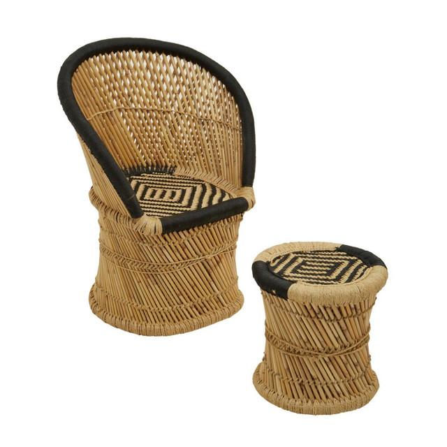 Premier Housewares Rowan Natural And Black Chair And Stool