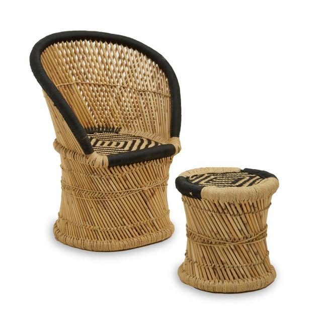 premier housewares Rowan Natural And Black Chair And Stool