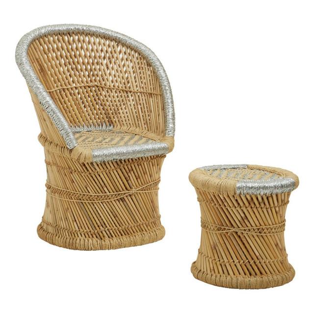 Premier Housewares Rowan Natural And Grey Chair And Stool