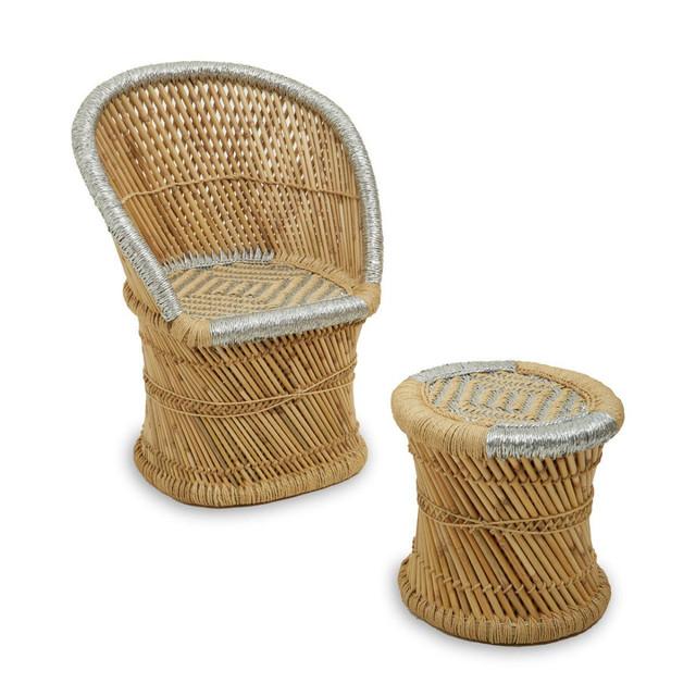 premier housewares Rowan Natural And Grey Chair And Stool
