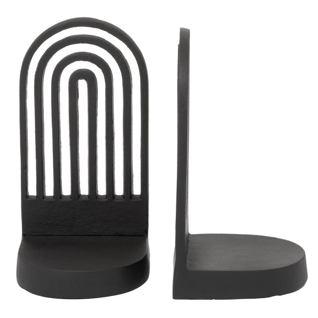 premier housewares Rubi Set Of Two Black Finish Arched Bookends