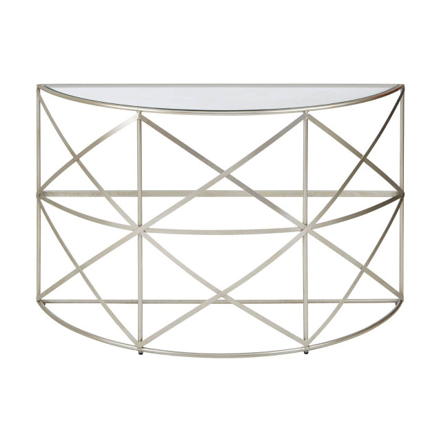 Premier Housewares Rubia Silver Leaf Demilune Console Table