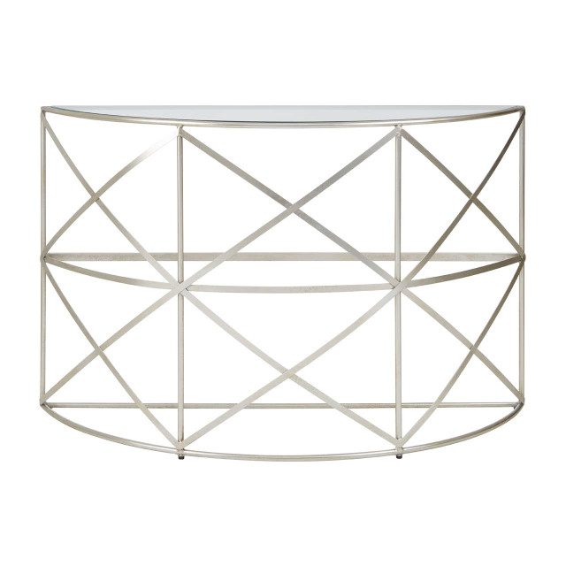 premier housewares Rubia Silver Leaf Demilune Console Table