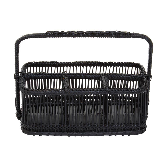Premier Housewares Rustc Black Rattan And Bamboo Caddy